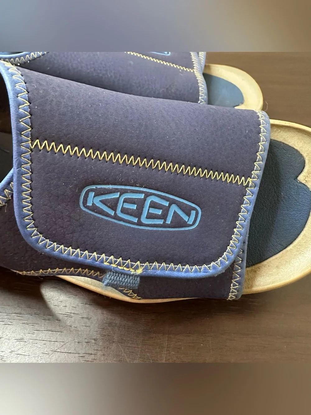KEEN Knotch River OT Slip-On Sandals Blue Hook & Loop Adjustable Strap US 3 Kids